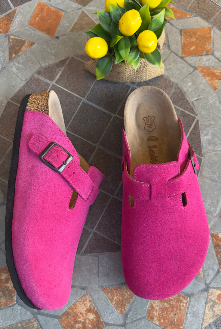 Susana- Natural Cork- Suede Leather- Fushsia