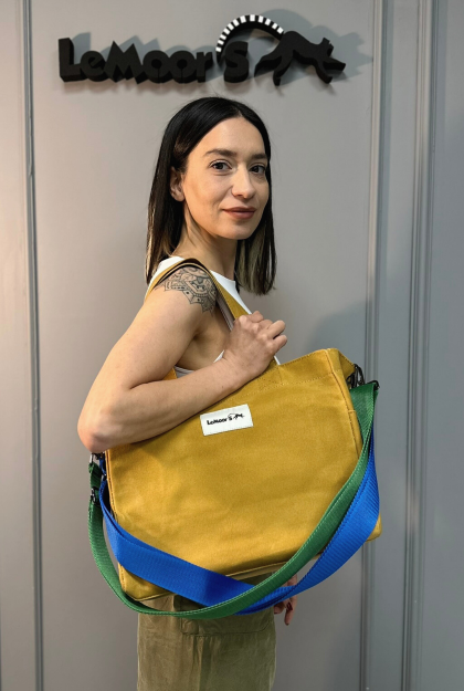 Lemoors Hibiscus Waxed Canvas Tote Bag Mustard