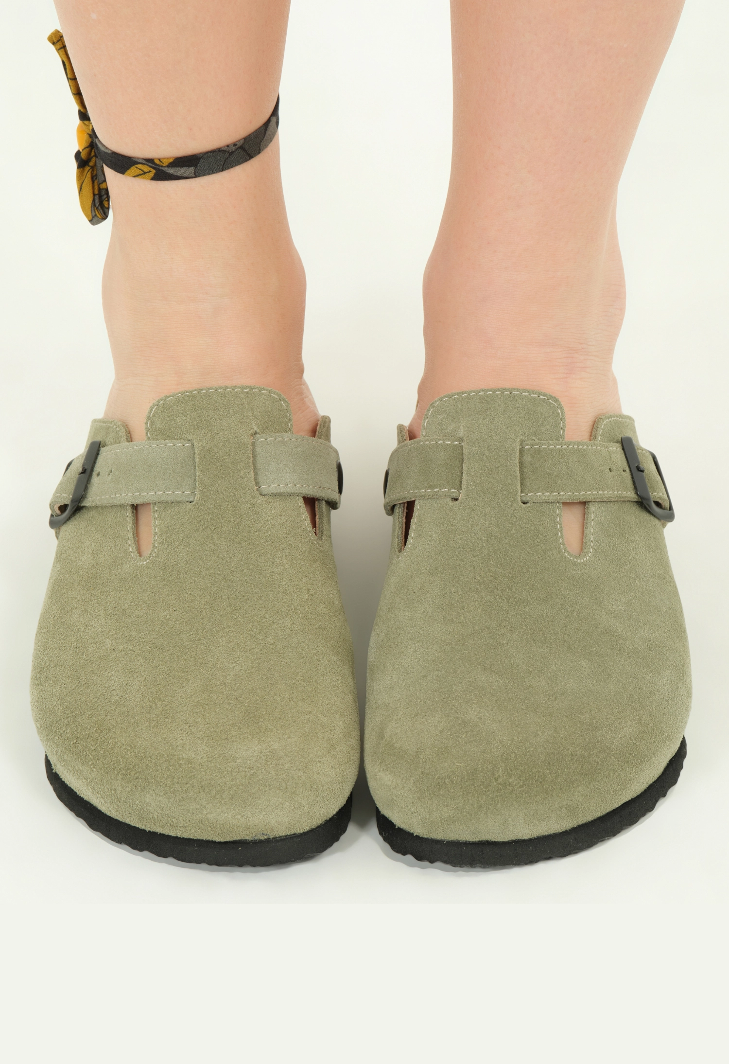 Susana- Natural Cork- Suede Leather- Avocado