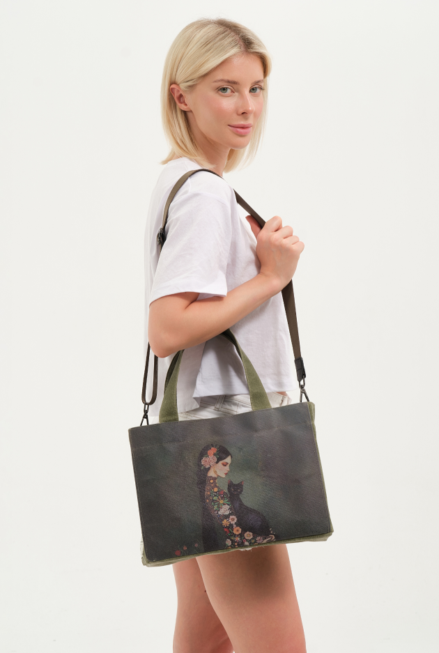 Lemoors Hibiscus- Mumlu Kanvas- Özel Tasarım Baskılı- Kadın Omuz Çantası