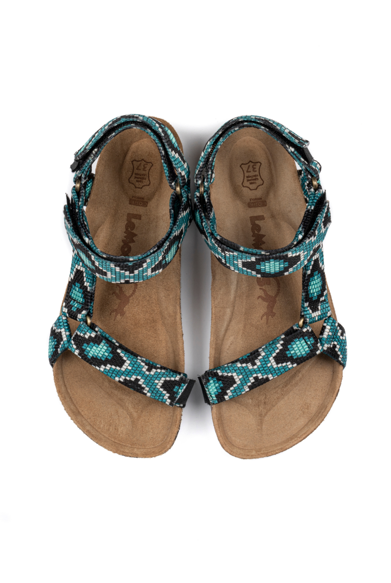 Tengri- Doğal Mantar Taban- Etnik Desenli- Kadın Sandalet