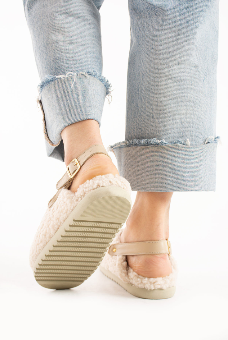 Lemoors Clara Koyun Tüylü Eva Terlik Ekru Rengi