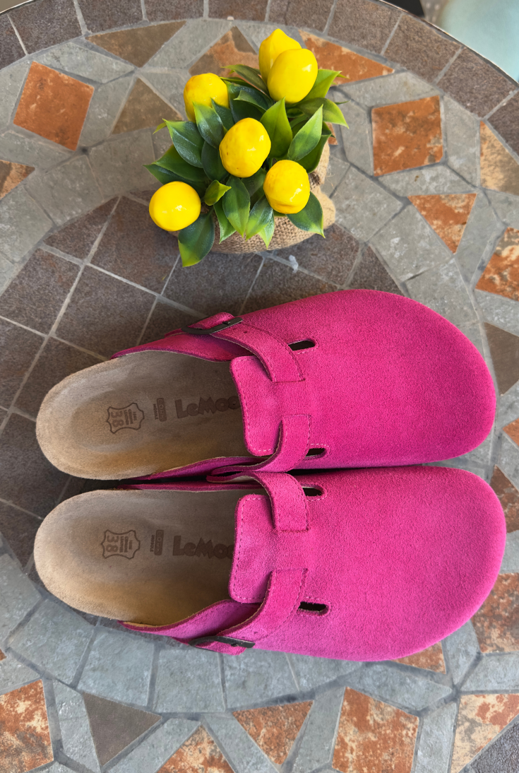 Susana- Natural Cork- Suede Leather- Fushsia