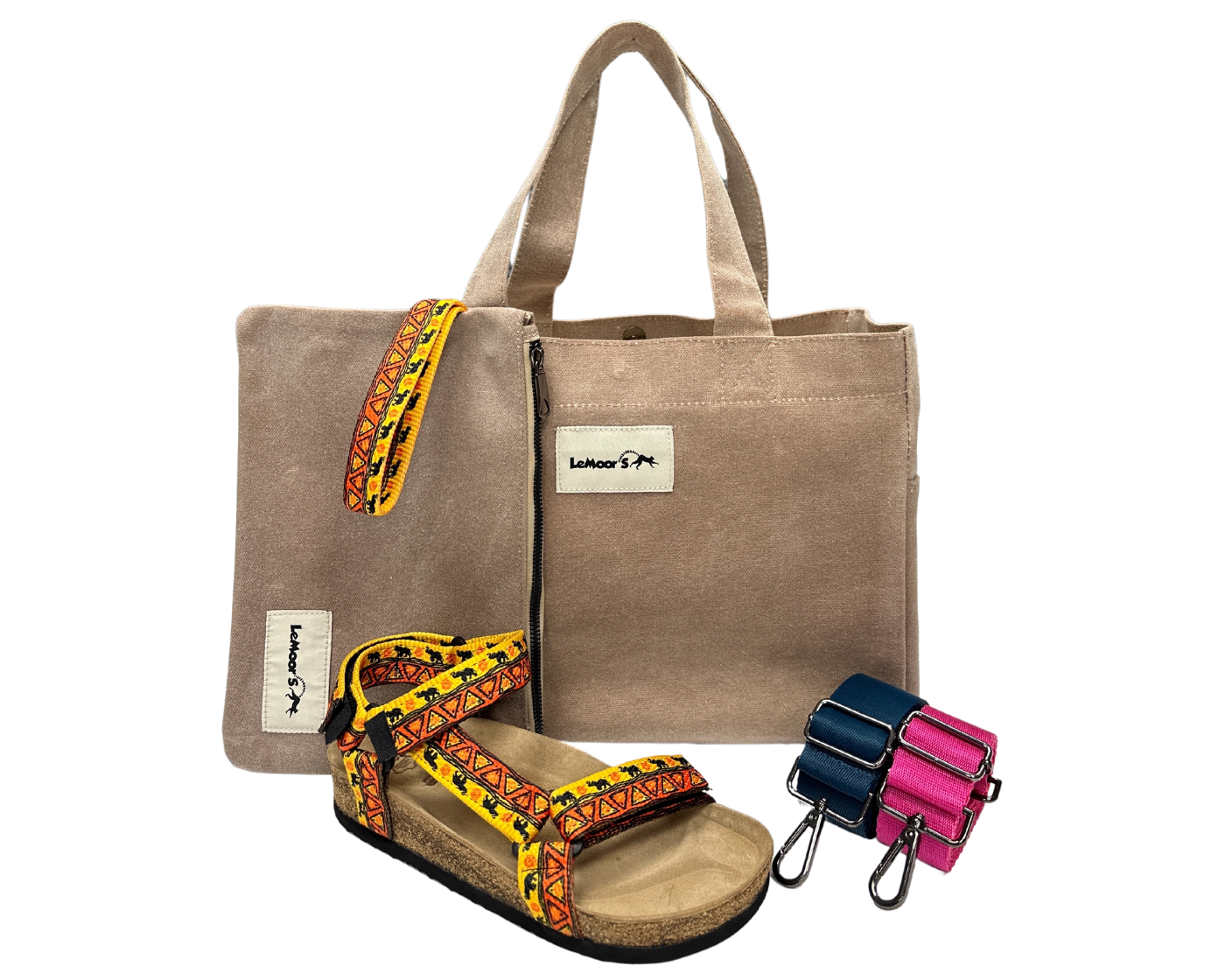 Lemoors Hibiscus Waxed Canvas Tote Bag Stone