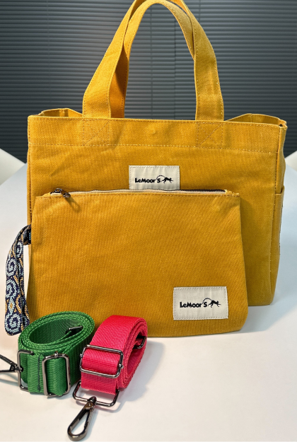 Lemoors Hibiscus Waxed Canvas Tote Bag Mustard