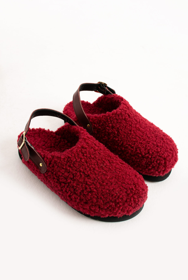 Lemoors Clara Koyun Tüylü Eva Terlik Bordo Rengi