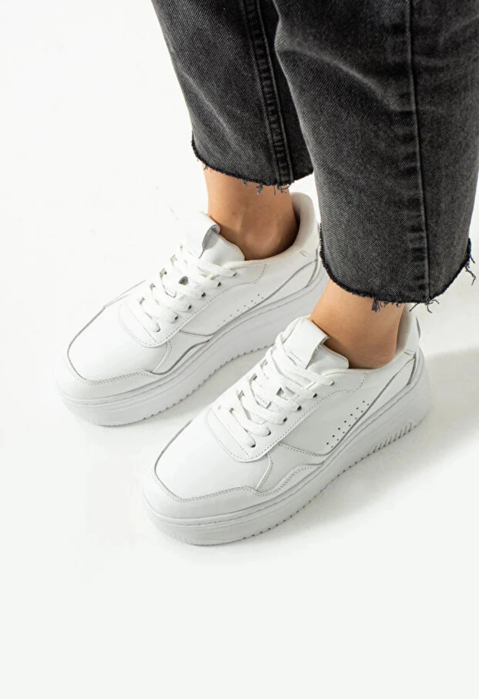 Lemoors Emma Hakiki deri Beyaz Kadın Sneaker