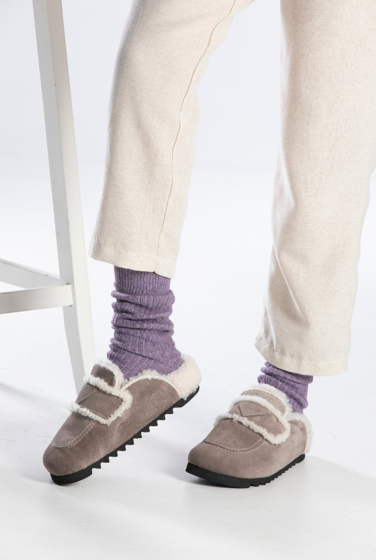 Angel Shearling- Natural Cork/ Suede Shearling- Mink