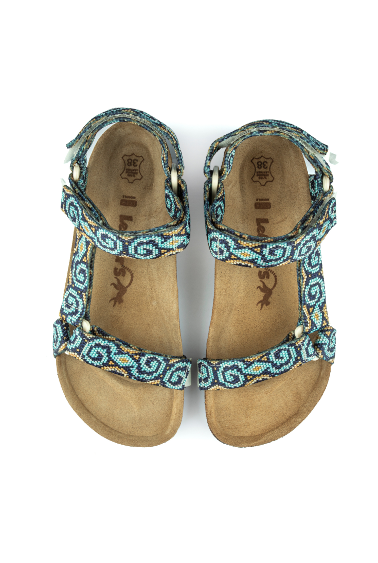Tengri- Doğal Mantar Taban- Etnik Desenli- Kadın Sandalet