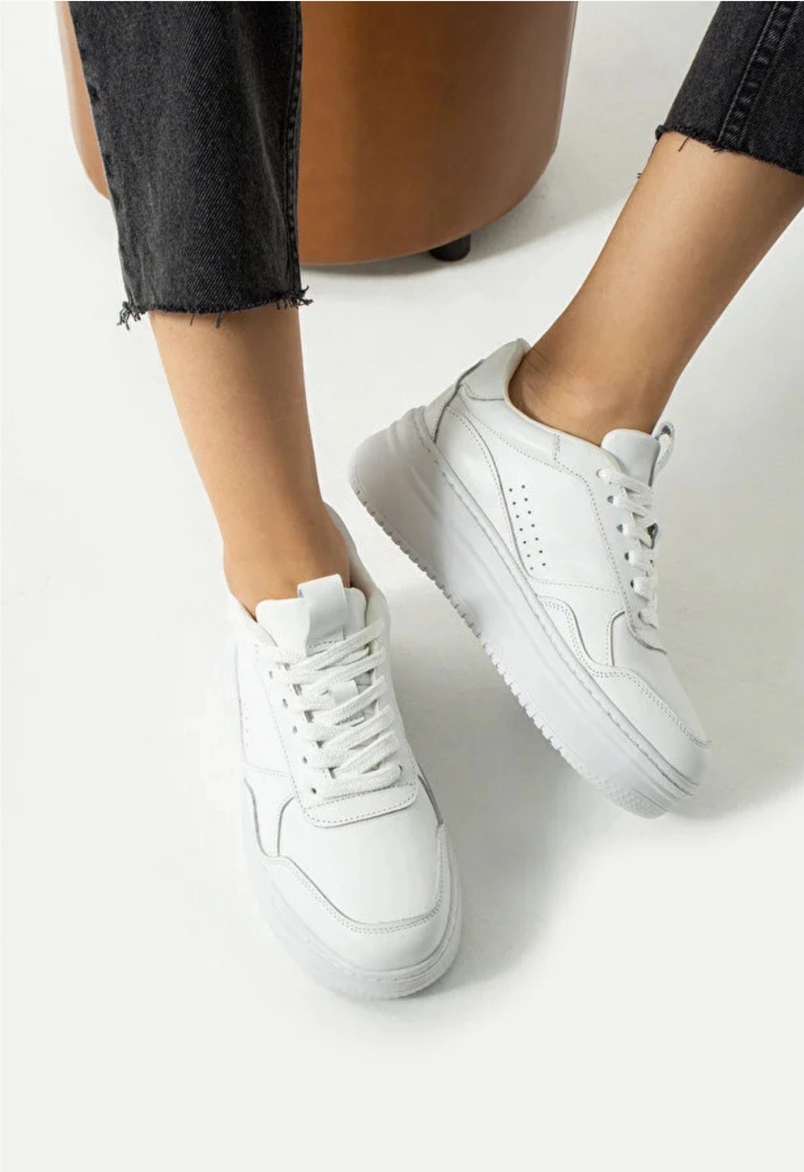 Lemoors Emma Hakiki deri Beyaz Kadın Sneaker