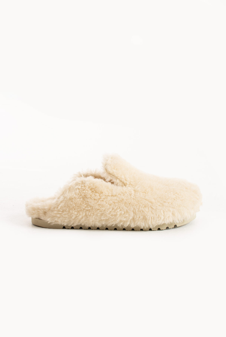 Lemoors Manuda Tavşan Tüylü Eva Terlik Ekru Rengi