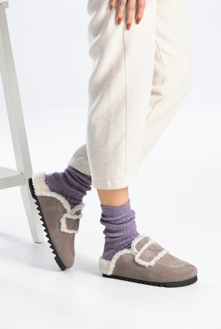 Angel Shearling- Natural Cork/ Suede Shearling- Mink