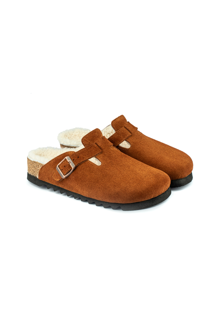 Susana Shearling-Natural Cork- Suede Shearling- Cinnamon Powder
