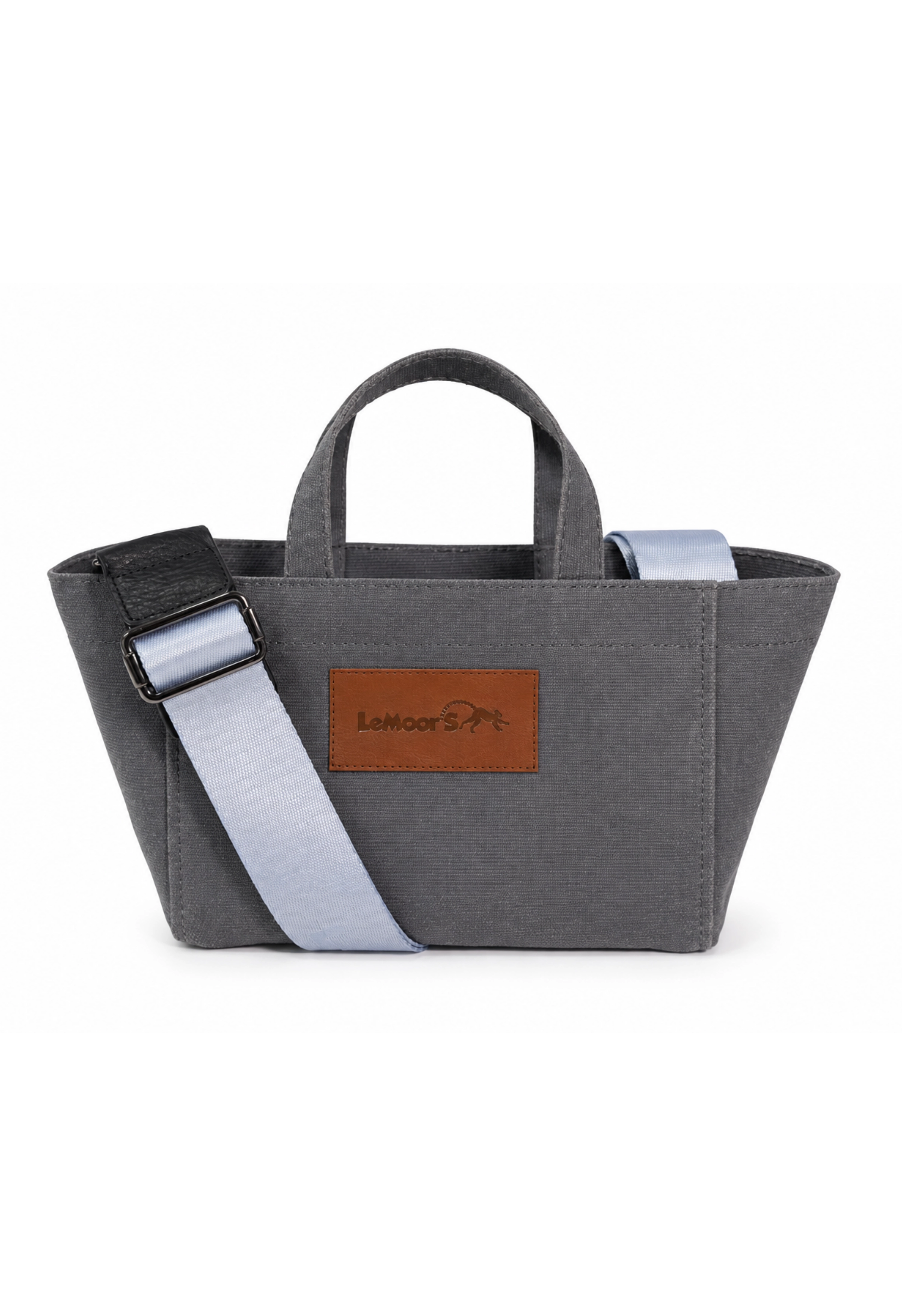 Tiny Hibiscus-Antrasit Rengi Mumlu Kanvas- Tote Bag