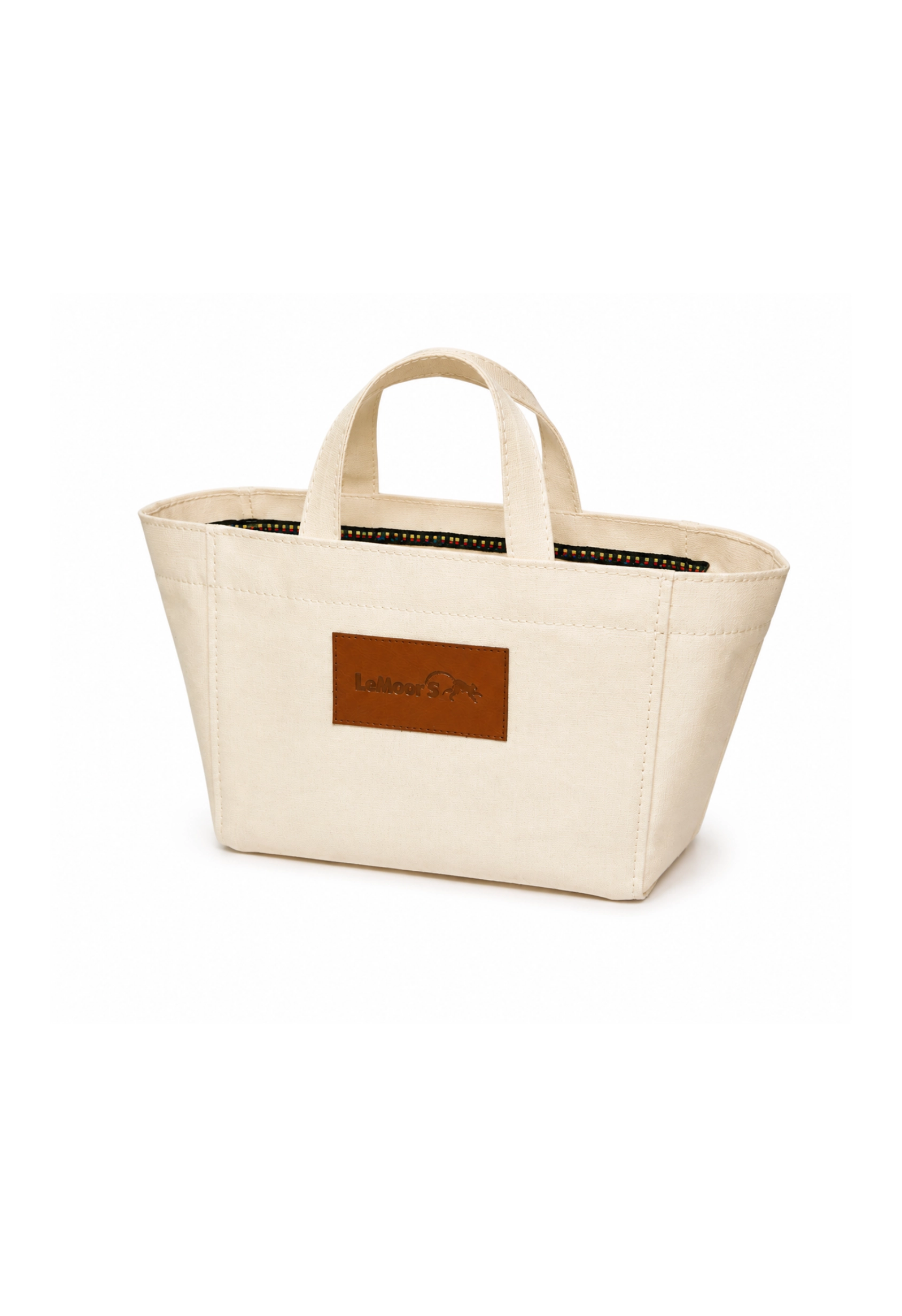 Tiny Hibiscus Ekru Renk Mumlu Kanvas Tote Bag