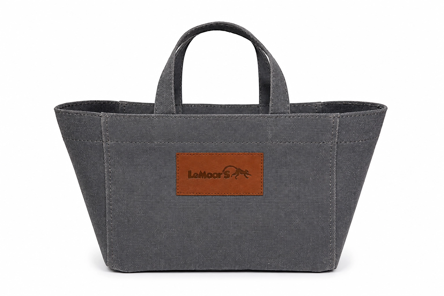 Tiny Hibiscus-Antrasit Rengi Mumlu Kanvas- Tote Bag
