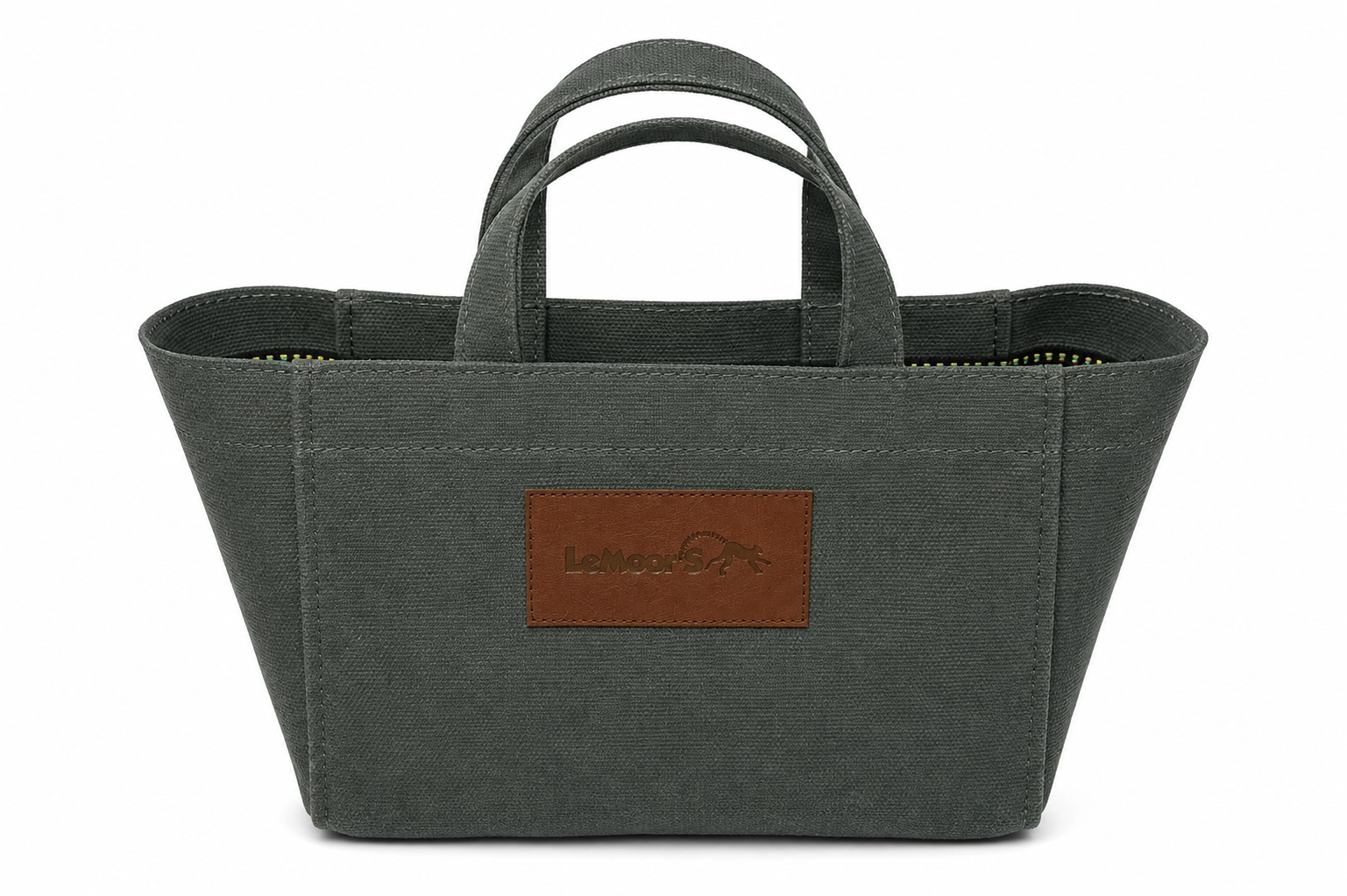 Tiny Hibiscus Koyu Yeşil Renk Mumlu Kanvas Tote Bag