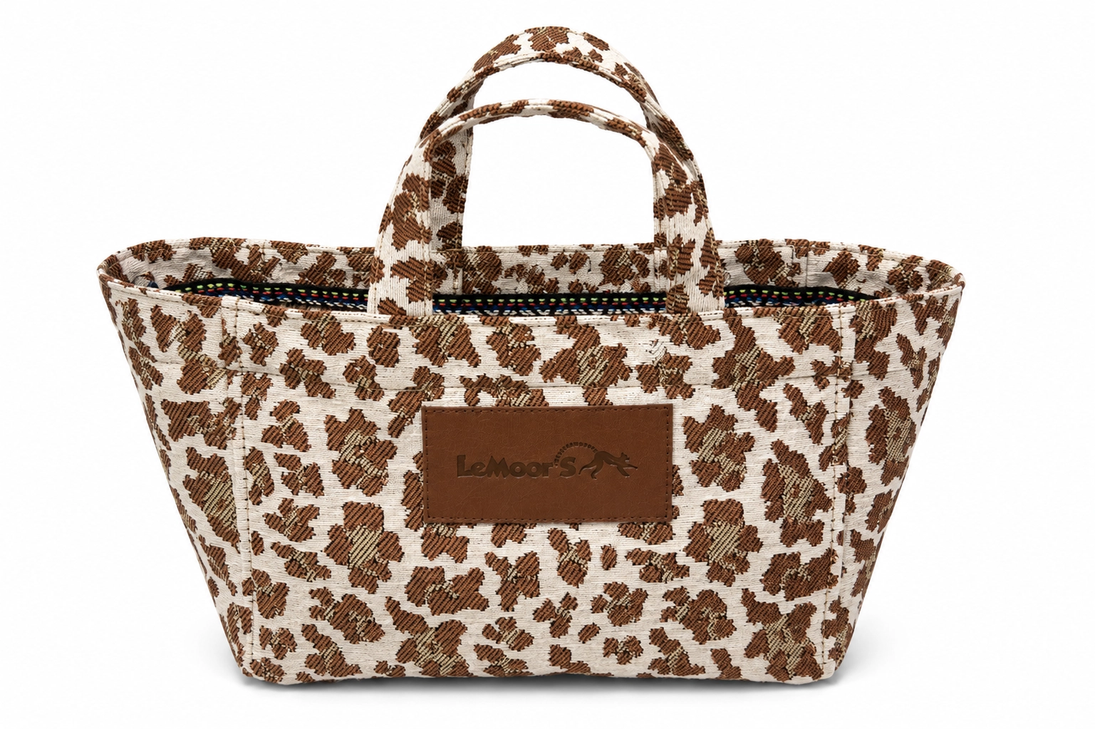 Tiny Hibiscus Nakışlı Kanvas Kumaş Leopar Tote Bag