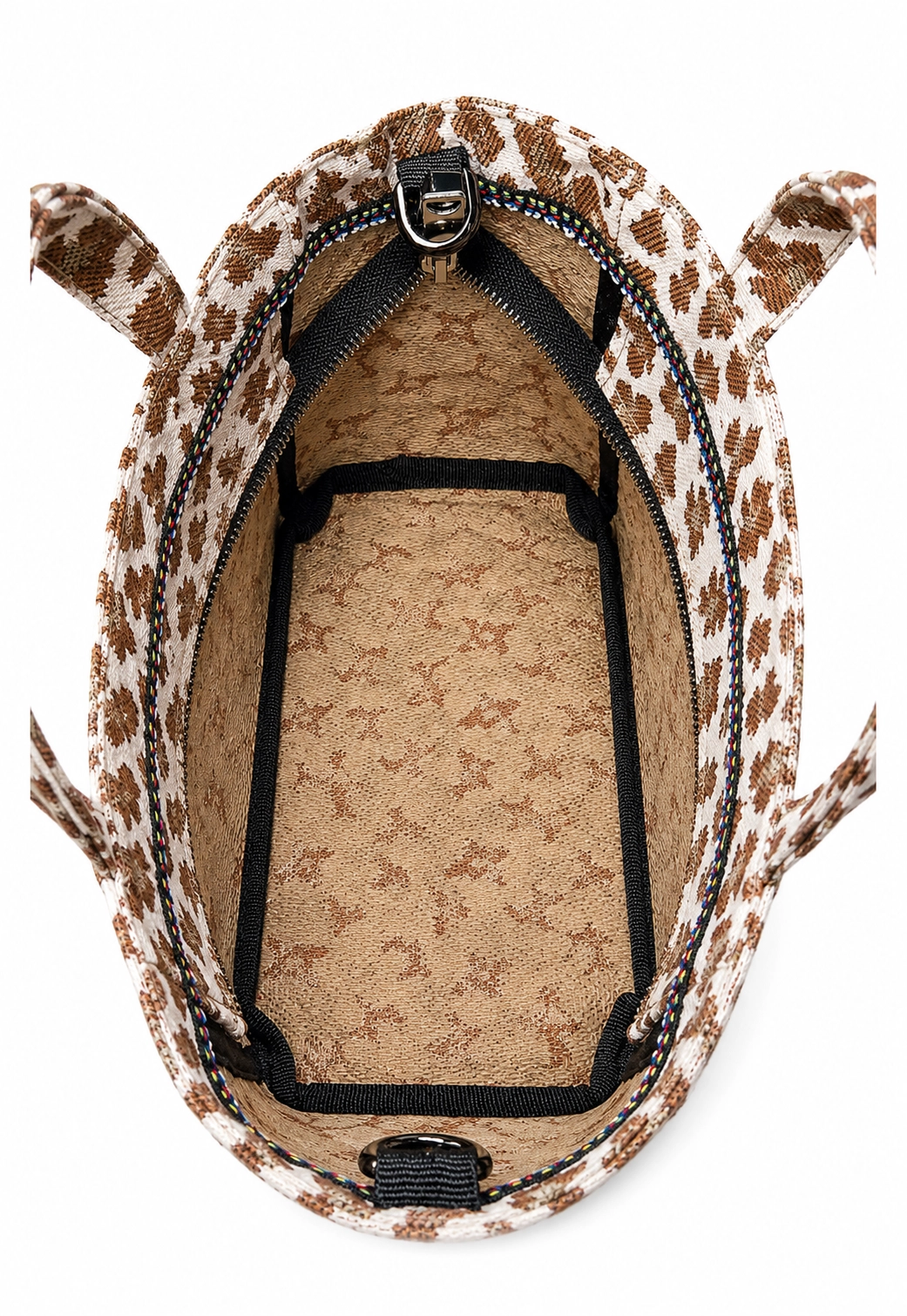 Tiny Hibiscus Nakışlı Kanvas Kumaş Leopar Tote Bag
