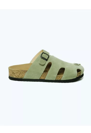 Marta- Natural Cork- Suede Leather- Avocado