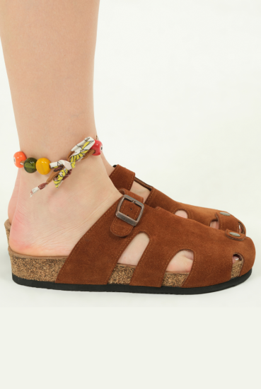 Marta- Natural Cork- Suede Leather- Cinnamon Powder