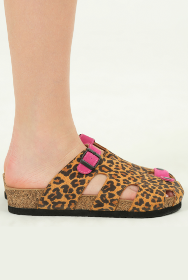 Marta- Natural Cork- Suede Leather- Leopard