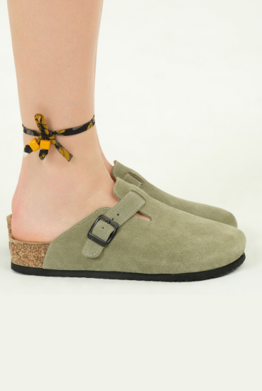 Susana- Natural Cork- Suede Leather- Avocado