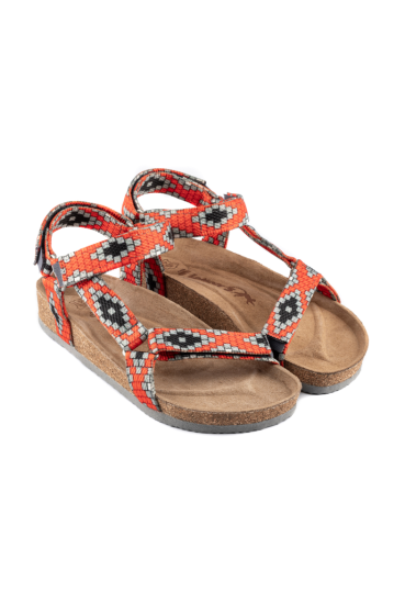 Tengri- Doğal Mantar Taban- Etnik Desenli- Erkek Sandalet