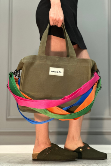 Lemoors Hibiscus Waxed Canvas Tote Bag Khaki