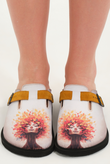 Justine- Natural Cork- Printed Waxed Canvas- Beige