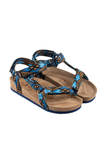 Tengri- Doğal Mantar Taban- Etnik Desenli- Erkek Sandalet