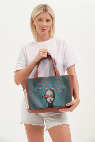 Lemoors Hibiscus- Mumlu Kanvas- Özel Tasarım Baskılı- Kadın Omuz Çantası