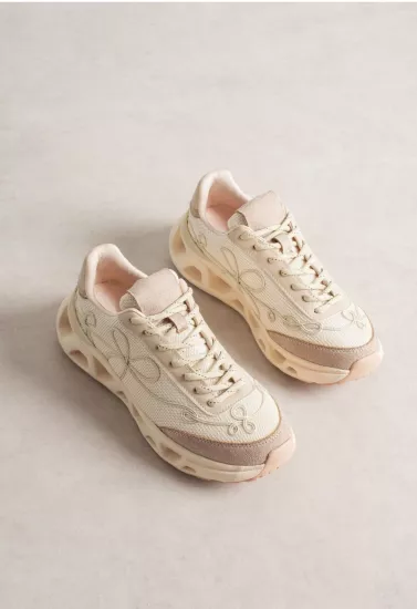 Lemoors Mia Fileli Yüzey Havalı Hafif Yumuşak Tabanlı Sneaker