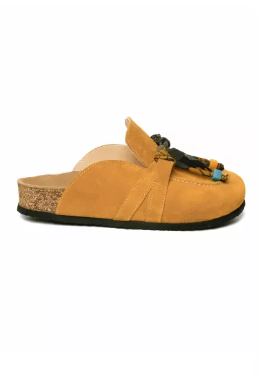 Rachel Natural Cork Suede Leather Mustard