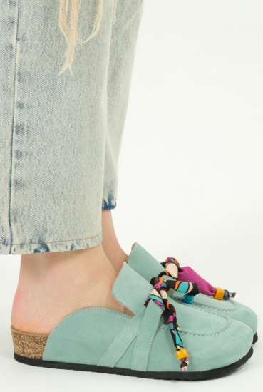 Rachel Natural Cork Suede Leather Mint
