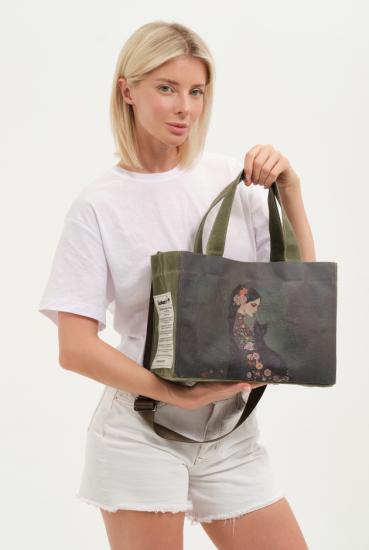 Lemoors Hibiscus- Mumlu Kanvas- Özel Tasarım Baskılı- Kadın Omuz Çantası