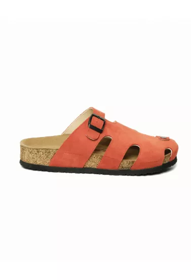 Marta- Natural Cork- Suede Leather- Coral