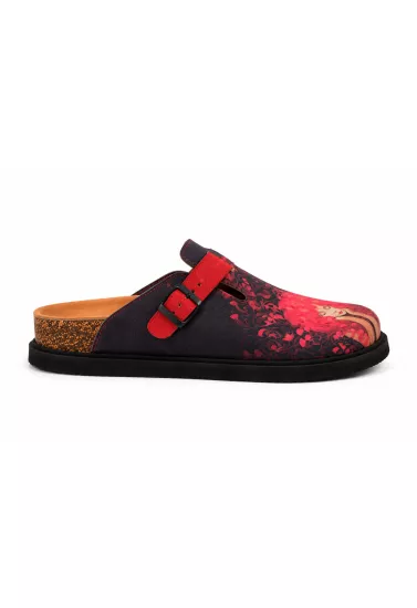 Justine- Natural Cork- Printed Waxed Canvas- Red Antrasit