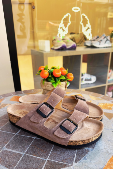 Maria- Natural Cork- Suede Leather- Mink