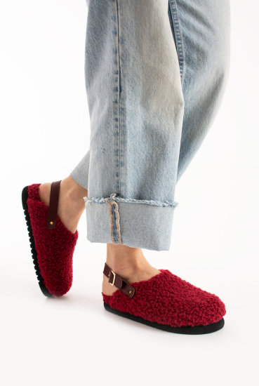 Lemoors Clara Koyun Tüylü Eva Terlik Bordo Rengi