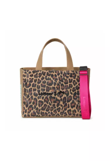 Hibiscus Mumlu Kanvas Leopar Desenli Tote Bag