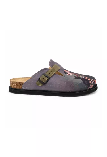 Justine- Natural Cork- Printed Waxed Canvas- Green Black