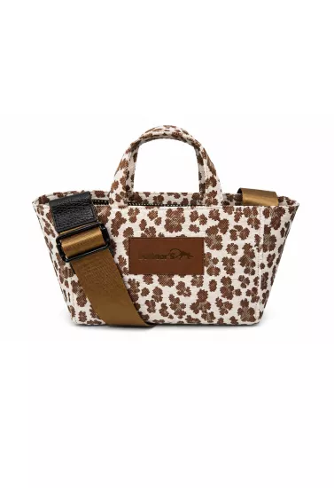 Tiny Hibiscus Nakışlı Kanvas Kumaş Leopar Tote Bag