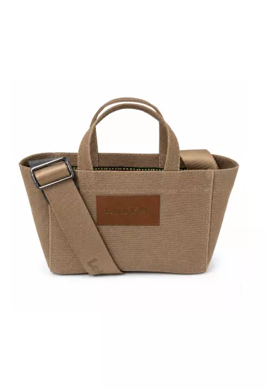 Tiny Hibiscus Kahverengi Mumlu Kanvas Tote Bag
