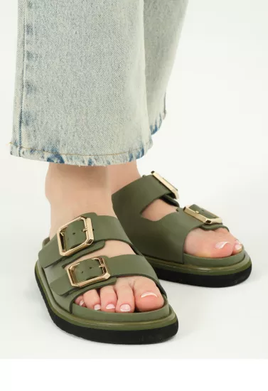 Maria Smooth İçi Dışı Ve Tabanı Hakiki Deri Tokalı Kadın Terlik