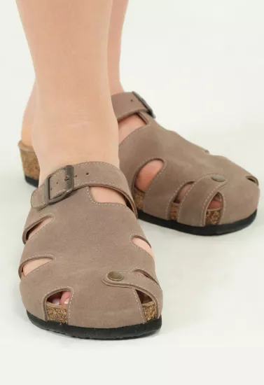 Marta- Natural Cork- Suede Leather- Mink