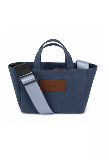 Tiny Hibiscus Koyu Mavi Mumlu Kanvas Tote Bag
