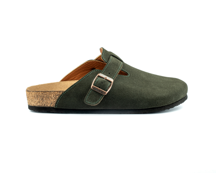 Costa- Natural Cork/ Suede Leather- Dark Green