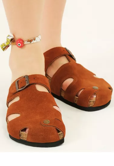 Marta- Natural Cork- Suede Leather- Cinnamon Powder