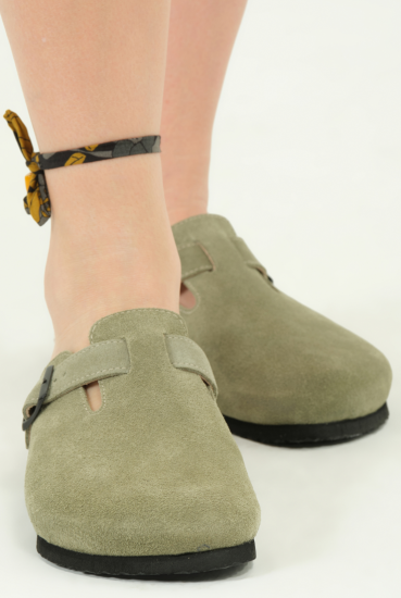 Susana- Natural Cork- Suede Leather- Avocado
